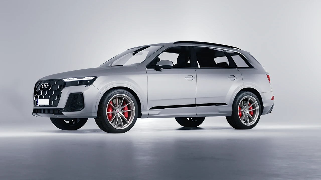 Audi Q7 2024 on HRE Performance Wheels P104 forged wheels, front three-quarter view