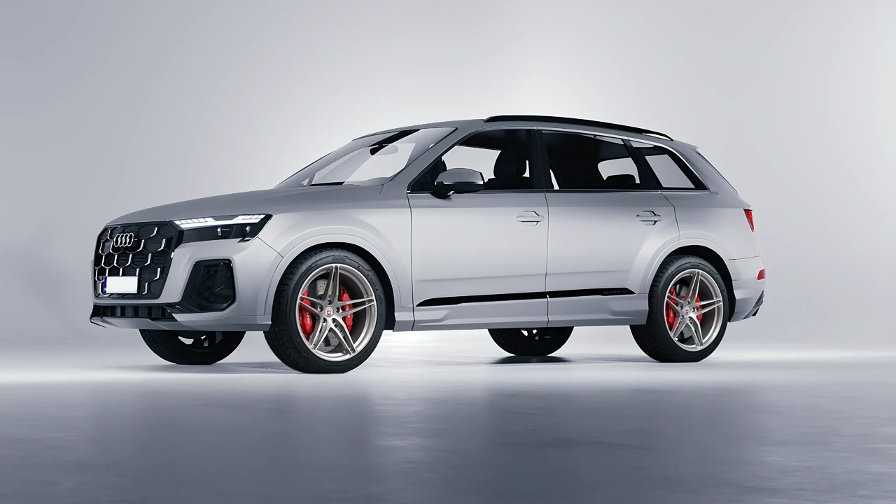 Audi Q7 2024 on HRE Performance Wheels P107 forged wheels, front three-quarter view