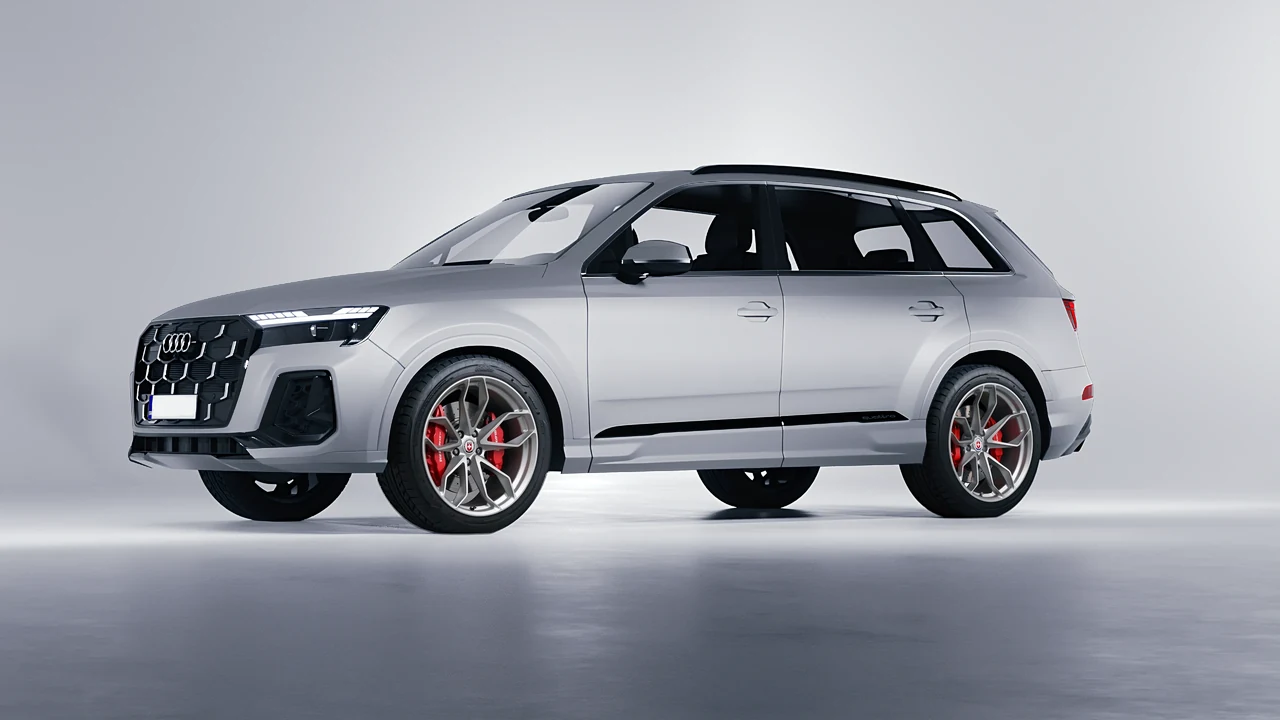 Audi Q7 2024 on HRE Performance Wheels P201 forged wheels, front three-quarter view
