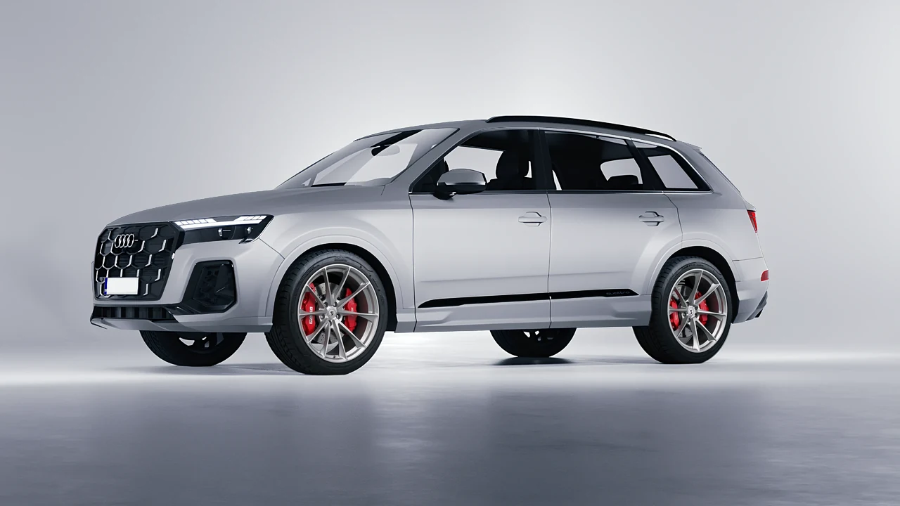 Audi Q7 2024 on HRE Performance Wheels P204 forged wheels, front three-quarter view