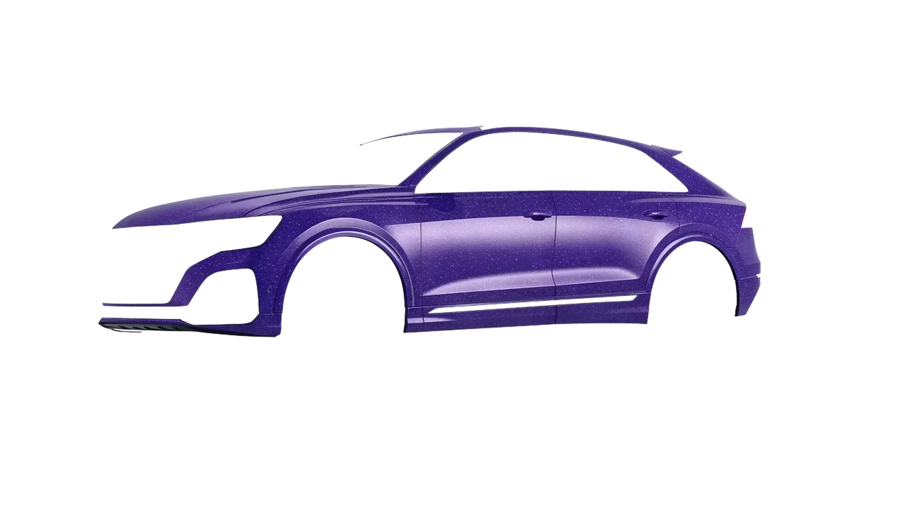 Audi Q8 2024 wrapped in Purple (Avery Dennison SW900-587-D), front three-quarter view