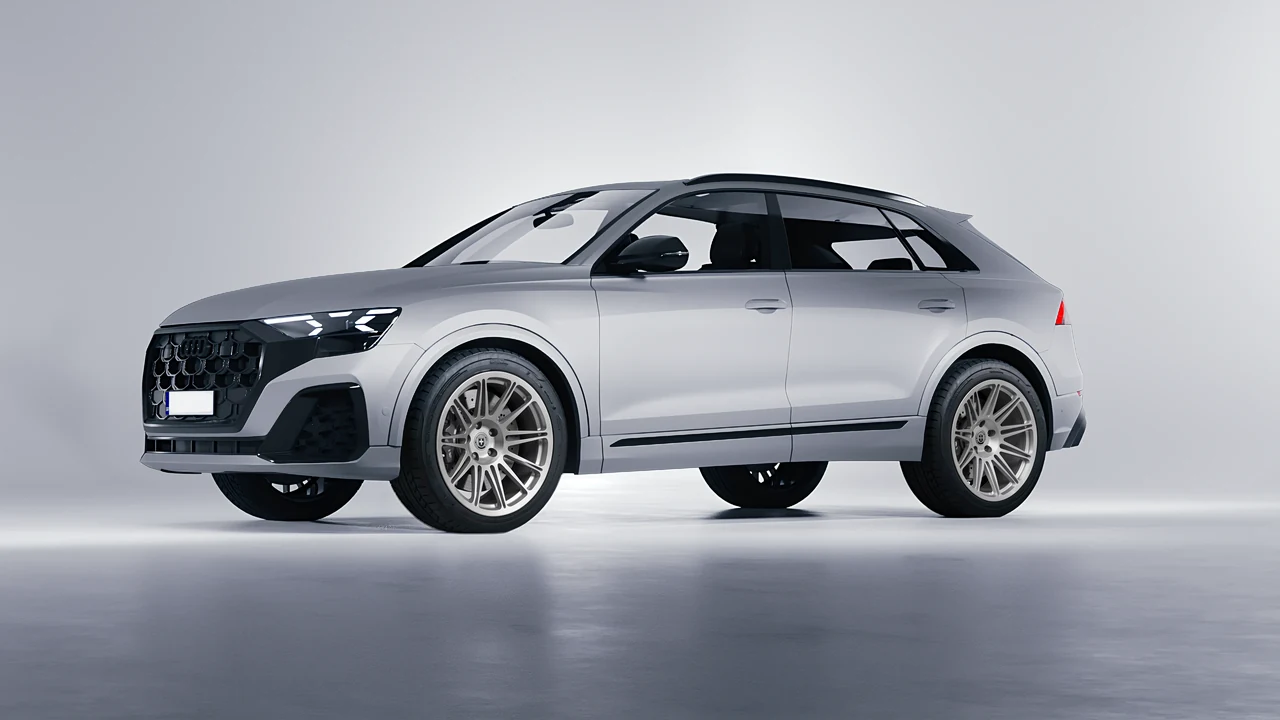 Audi Q8 2024 on HRE Performance Wheels 301M forged wheels, front three-quarter view