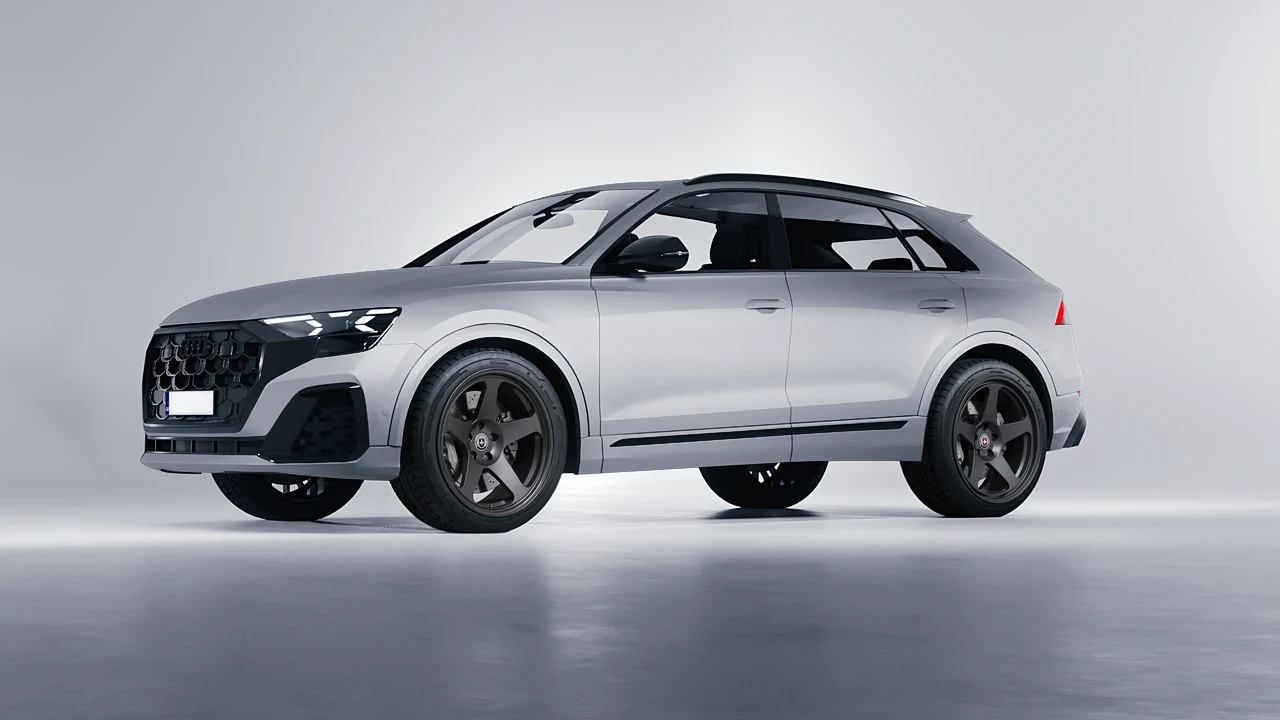 Audi Q8 2024 on HRE Performance Wheels 305-GT forged wheels, front three-quarter view