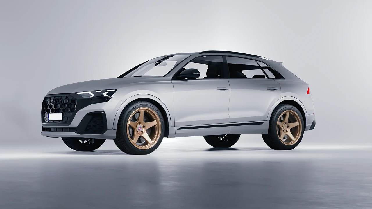 Audi Q8 2024 on HRE Performance Wheels 305-GTS forged wheels, front three-quarter view