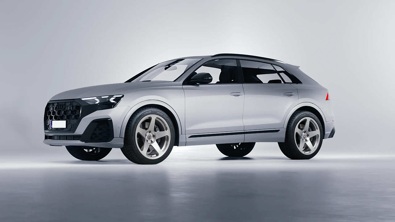 Audi Q8 2024 on HRE Performance Wheels 305M forged wheels, front three-quarter view