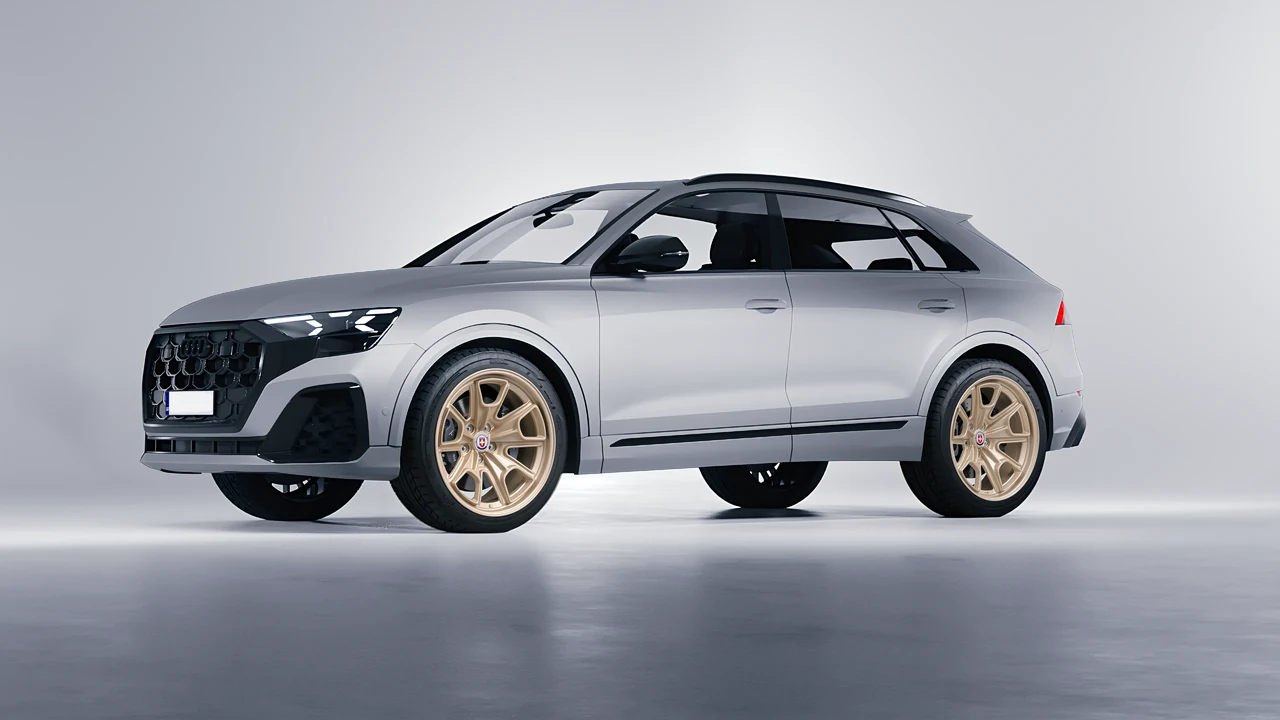 Audi Q8 2024 on HRE Performance Wheels 427M forged wheels, front three-quarter view