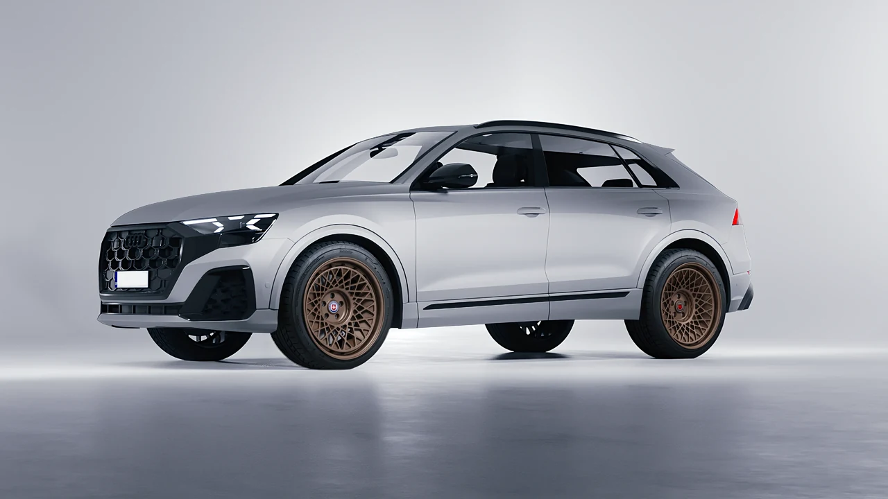 Audi Q8 2024 on HRE Performance Wheels 501-GTM forged wheels, front three-quarter view