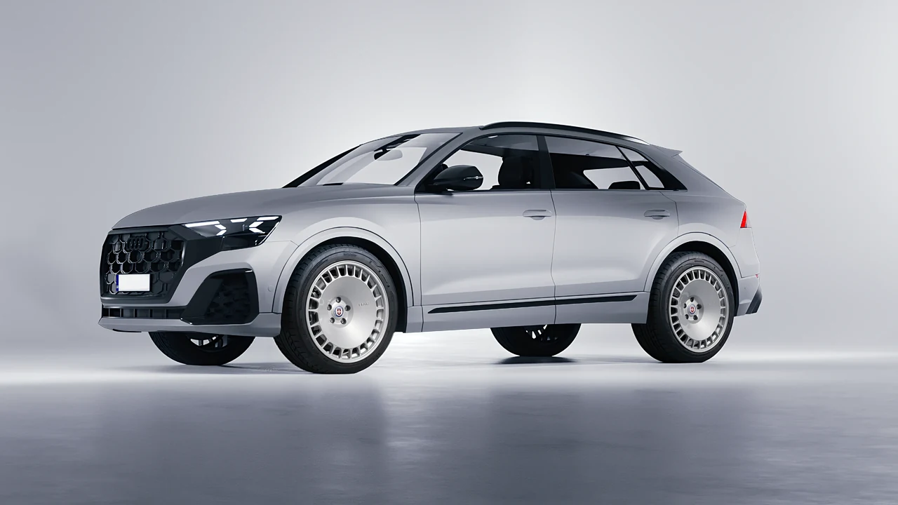 Audi Q8 2024 on HRE Performance Wheels 935M forged wheels, front three-quarter view
