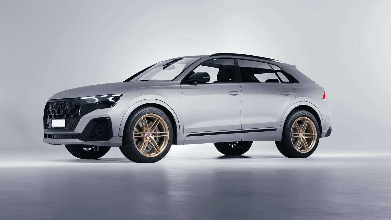 Audi Q8 2024 on HRE Performance Wheels P106 forged wheels, front three-quarter view