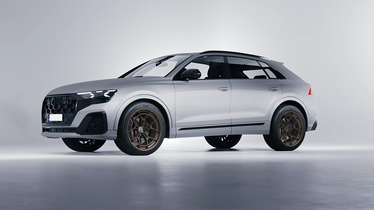 Audi Q8 2024 on HRE Performance Wheels P301 forged wheels, front three-quarter view