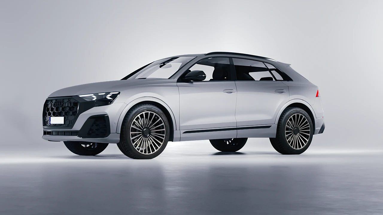 Audi Q8 2024 on RDB LA Twenty Three forged wheels, front three-quarter view