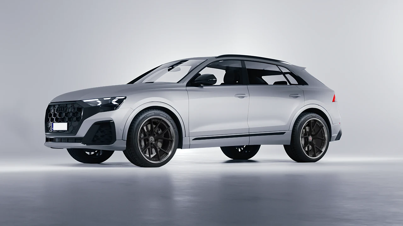 Audi Q8 2024 on HRE Performance Wheels S101 forged wheels, front three-quarter view