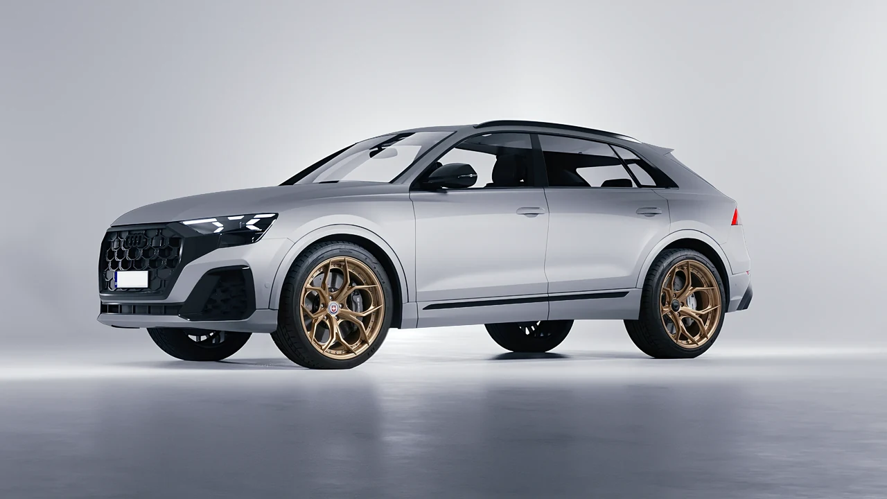 Audi Q8 2024 on HRE Performance Wheels S111SC forged wheels, front three-quarter view