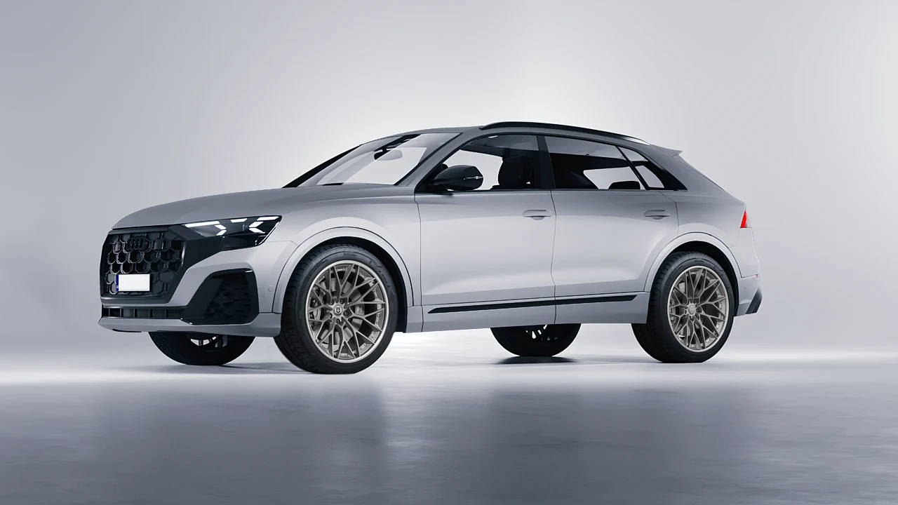 Audi Q8 2024 on HRE Performance Wheels S200 forged wheels, front three-quarter view