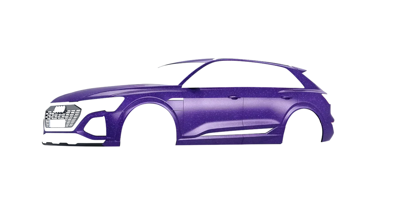 Audi Q8 e-tron 2024 wrapped in Purple (Avery Dennison SW900-587-D), front three-quarter view