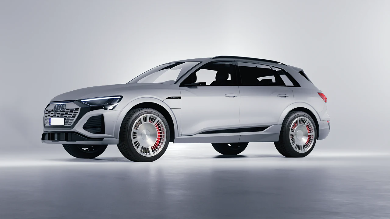 Audi Q8 e-tron 2024 on RDB LA Masterpiece forged wheels, front three-quarter view