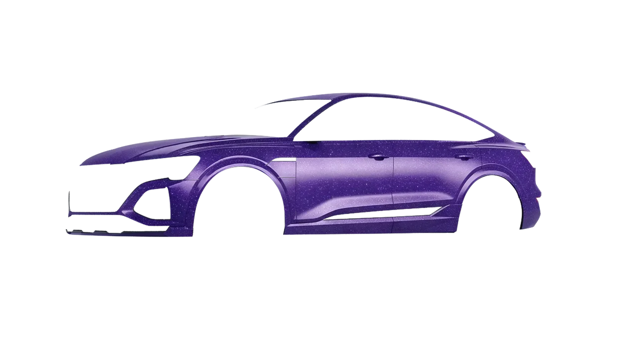 Audi Q8 Sportback e-tron 2024 wrapped in Purple (Avery Dennison SW900-587-D), front three-quarter view