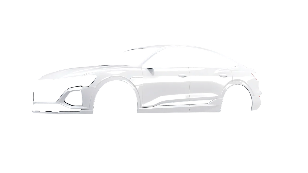 Audi Q8 Sportback e-tron 2024 wrapped in Gloss White (3M G10), front three-quarter view