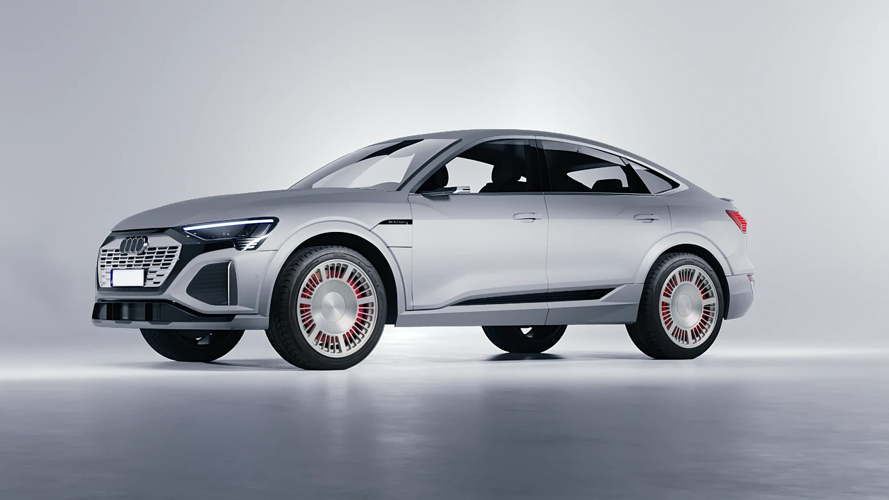 Audi Q8 Sportback e-tron 2024 on RDB LA Masterpiece forged wheels, front three-quarter view