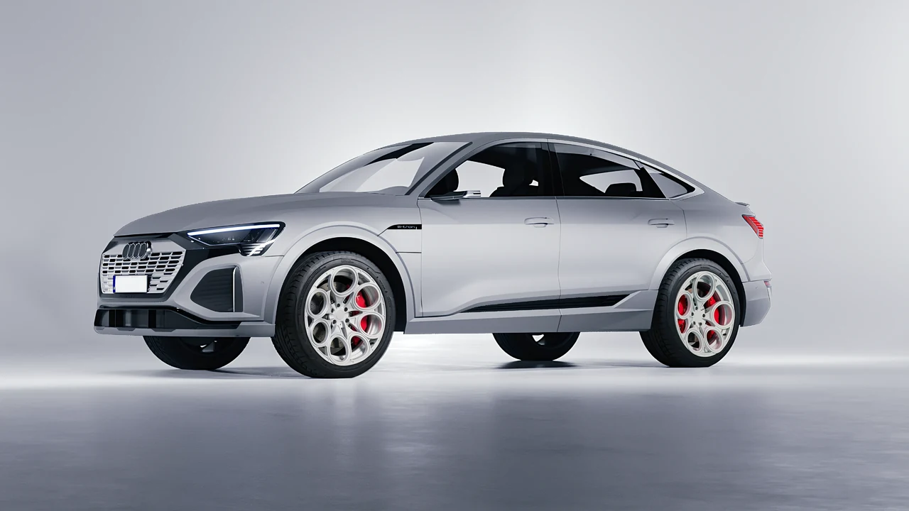Audi Q8 Sportback e-tron 2024 on RDB LA Revolver forged wheels, front three-quarter view