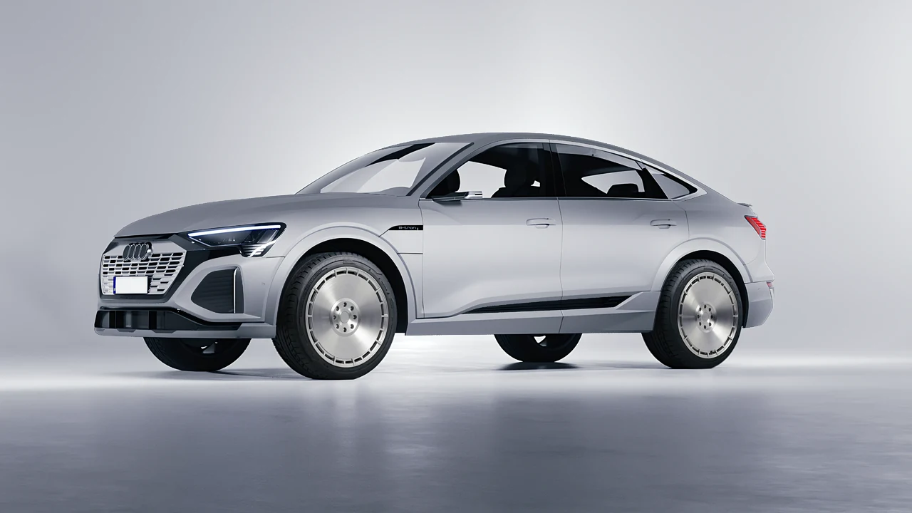 Audi Q8 Sportback e-tron 2024 on RDB LA Zero forged wheels, front three-quarter view