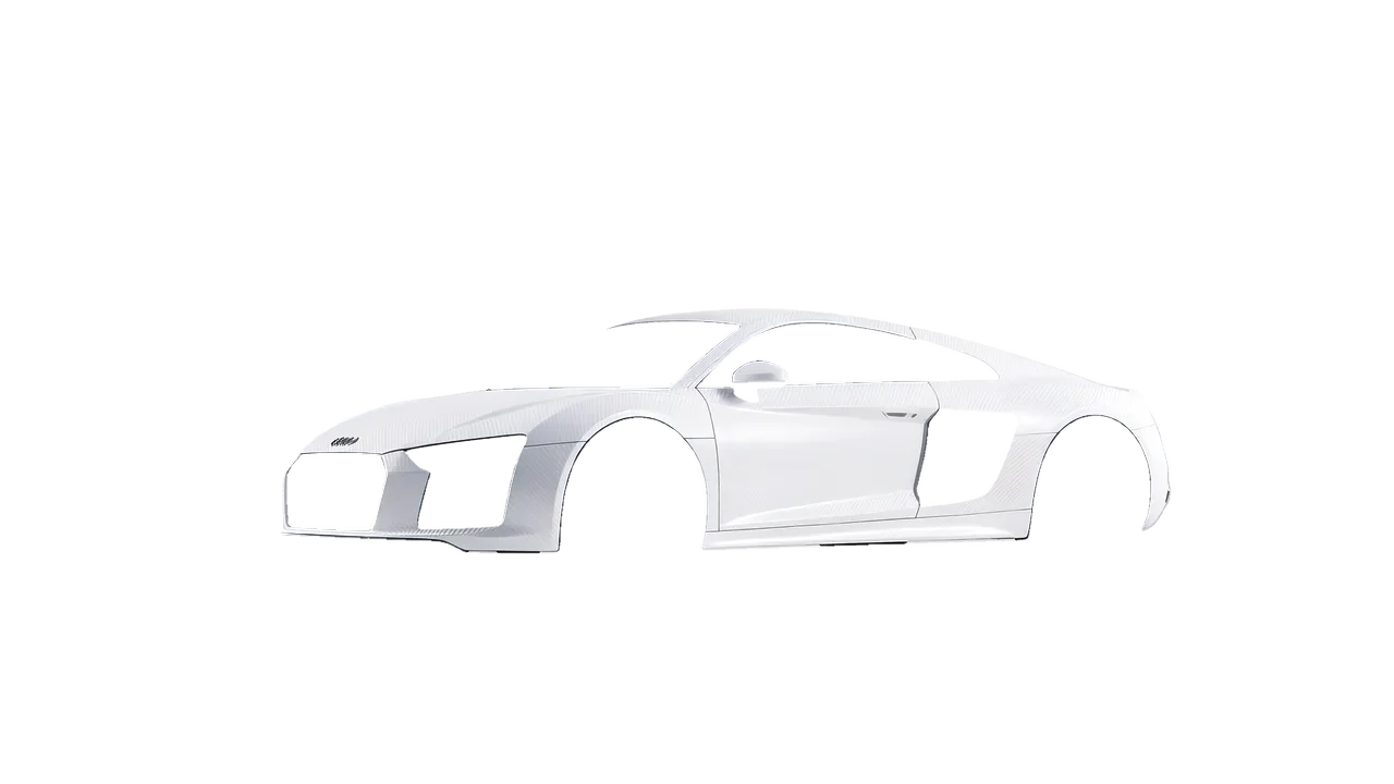 Audi R8 2017 wrapped in Carbon Fiber White (Avery Dennison SW900-115-X), front three-quarter view
