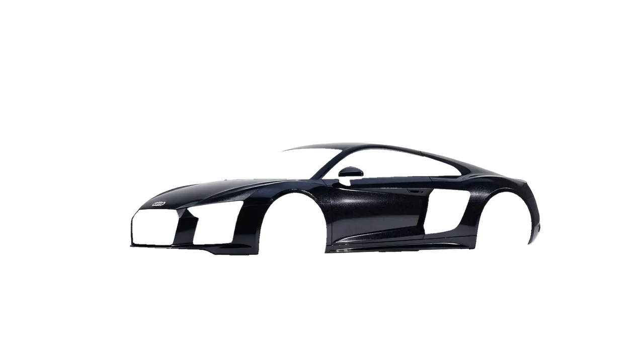 Audi R8 2017 wrapped in Mystery Black (Avery Dennison SW900-184-M), front three-quarter view