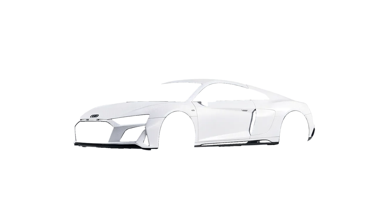 Audi R8 2022 wrapped in Carbon Fiber White (Avery Dennison SW900-115-X), front three-quarter view