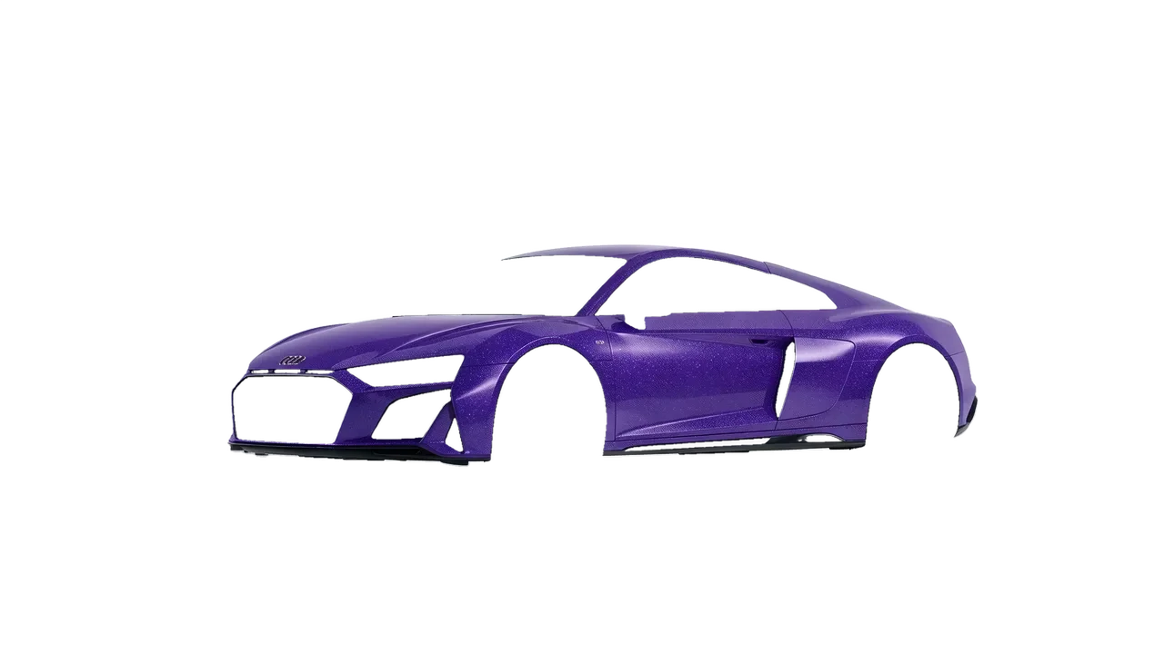 Audi R8 2022 wrapped in Purple (Avery Dennison SW900-587-D), front three-quarter view
