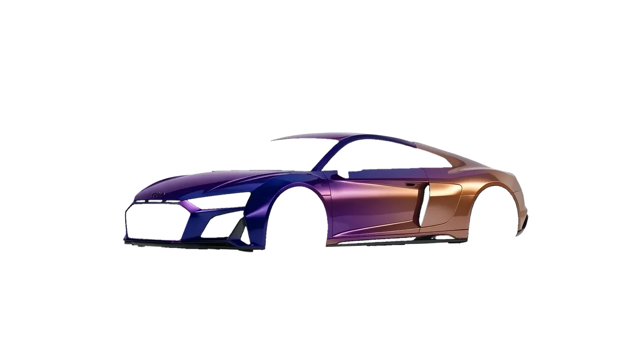 Audi R8 2022 wrapped in Gloss Flip Deep Space (3M GP278), front three-quarter view