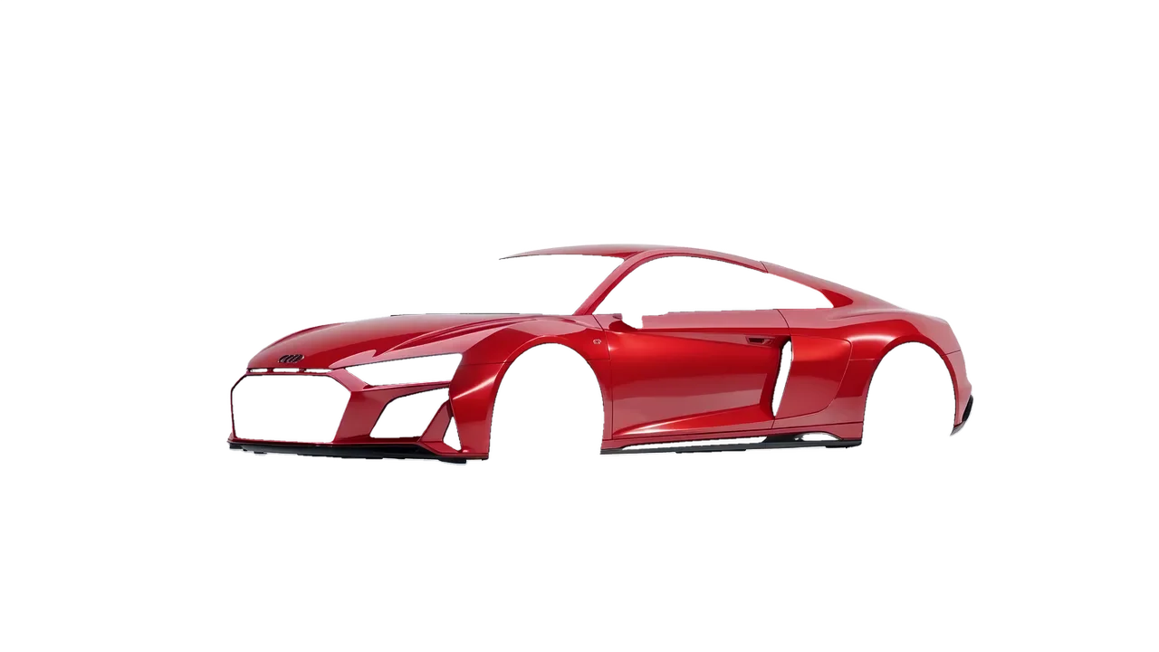 Audi R8 2022 wrapped in Hot Rod Red (3M G13), front three-quarter view