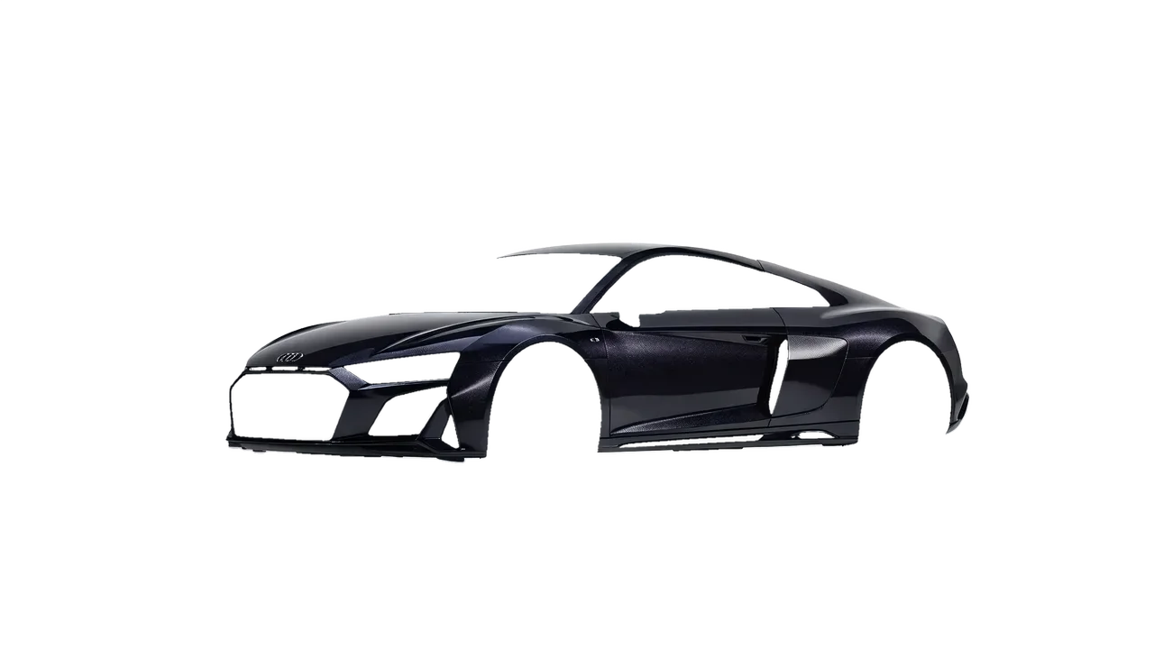 Audi R8 2022 wrapped in Mystery Black (Avery Dennison SW900-184-M), front three-quarter view