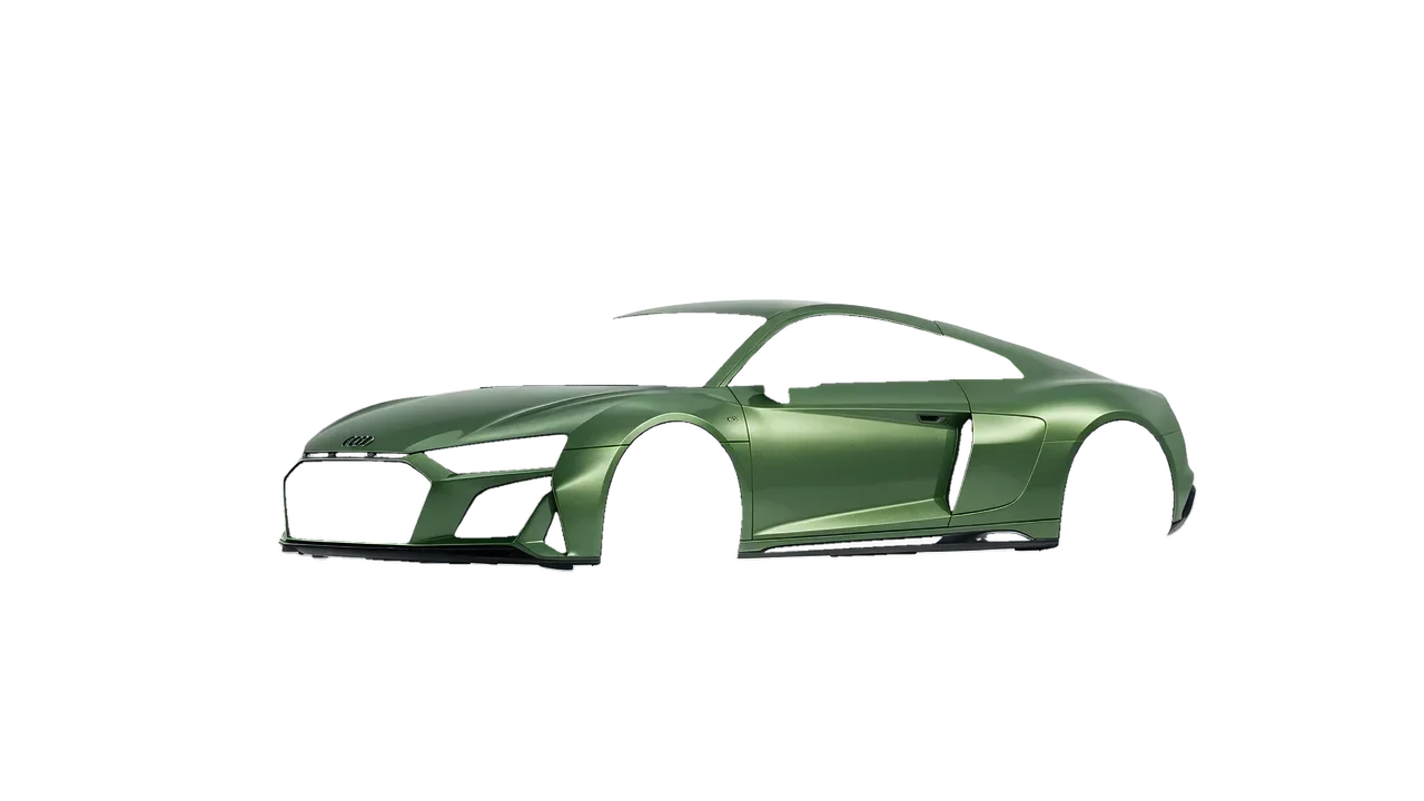 Audi R8 2022 wrapped in Apple Green (Avery Dennison SW900-745-M), front three-quarter view