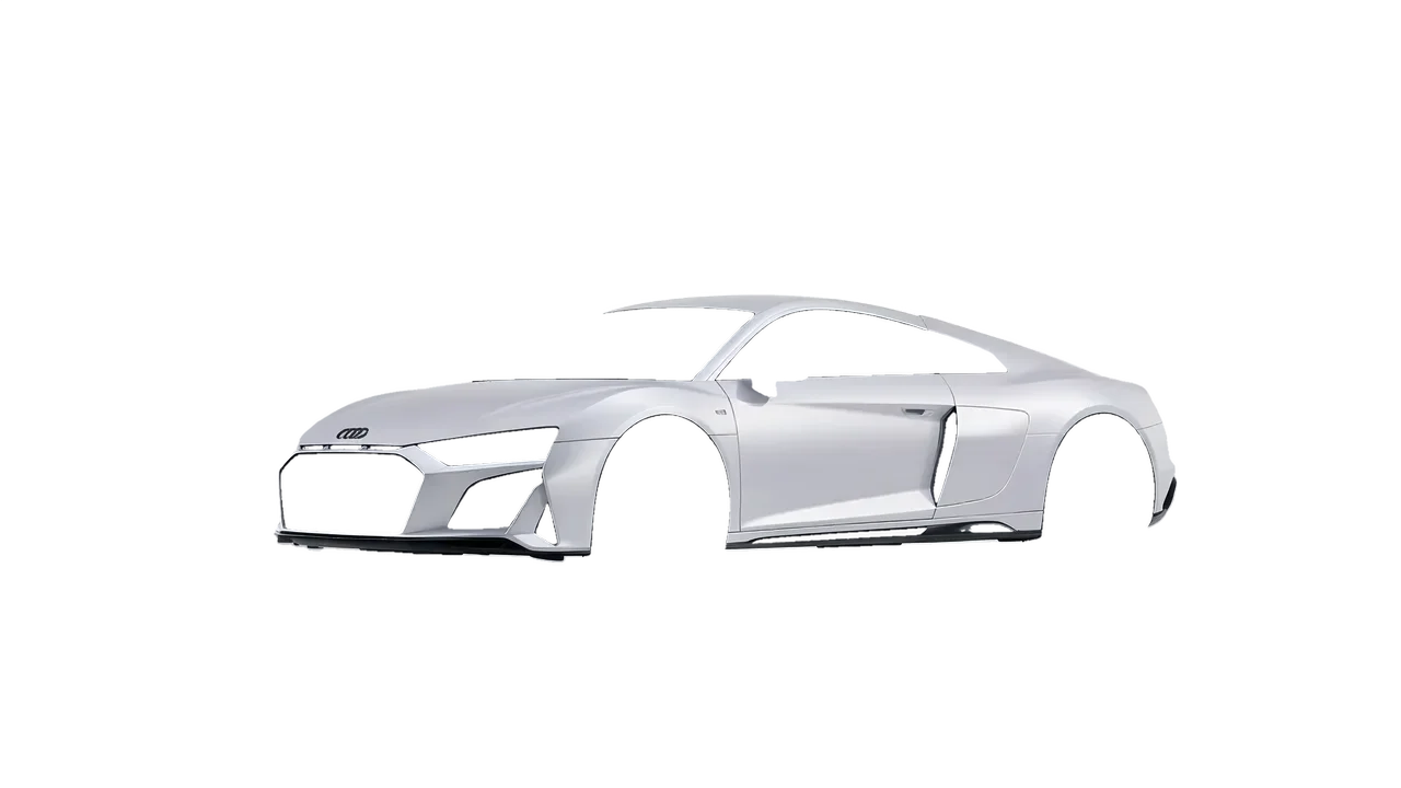 Audi R8 2022 wrapped in Matte Silver (3M M21), front three-quarter view