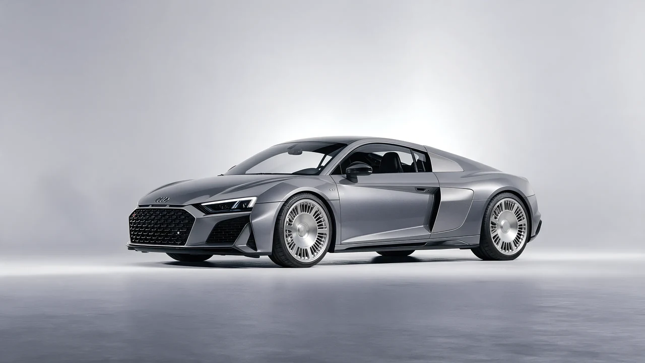 Audi R8 2022 on RDB LA Masterpiece forged wheels, front three-quarter view
