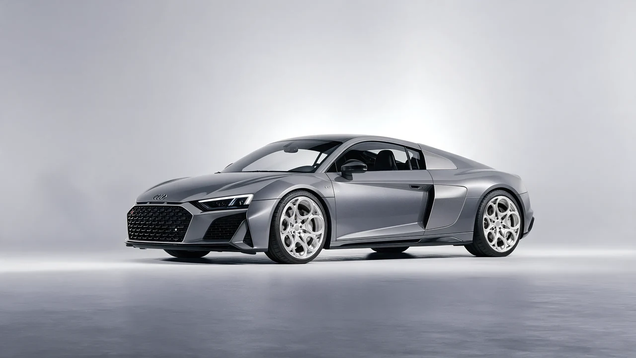 Audi R8 2022 on RDB LA Revolver forged wheels, front three-quarter view
