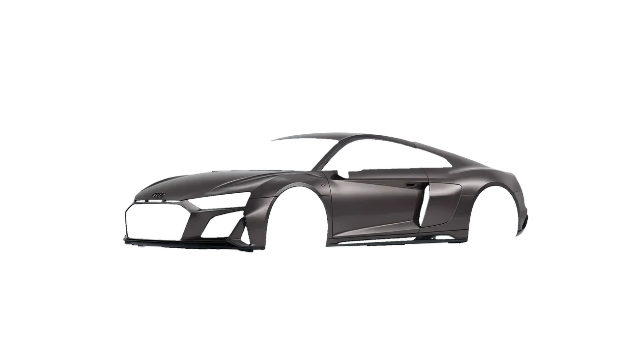 Audi R8 2022 wrapped in Black Rock Grey (Avery Dennison SW900-823-M), front three-quarter view
