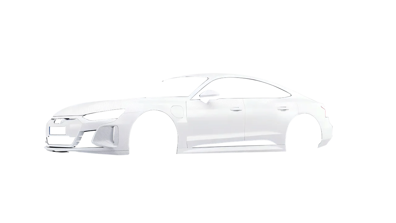 Audi RS e-tron GT 2022 wrapped in Carbon Fiber White (Avery Dennison SW900-115-X), front three-quarter view