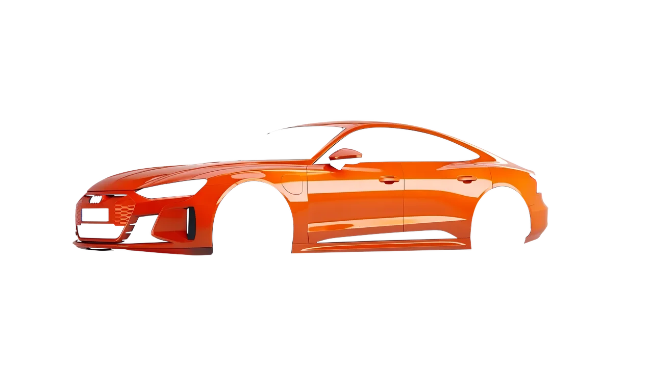 Audi RS e-tron GT 2022 wrapped in Fiery Orange (3M G364), front three-quarter view