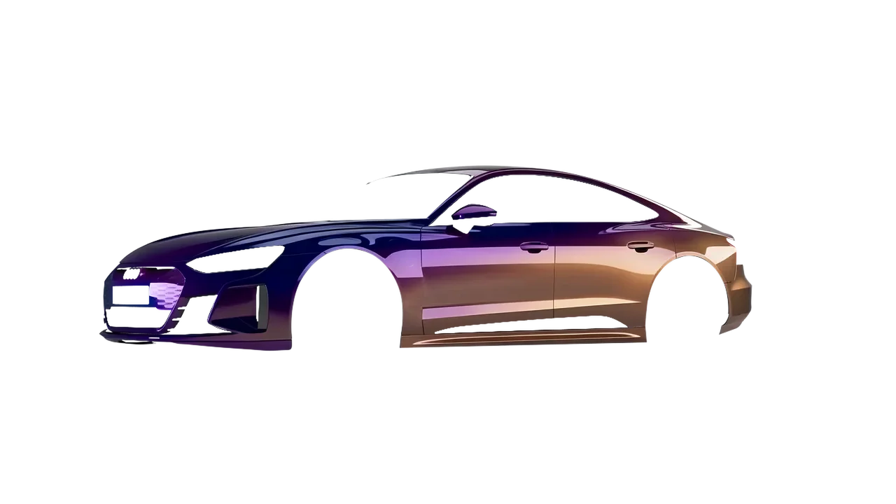 Audi RS e-tron GT 2022 wrapped in Gloss Flip Deep Space (3M GP278), front three-quarter view
