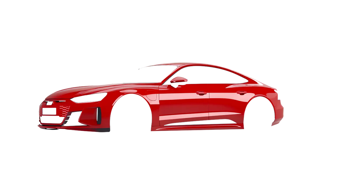 Audi RS e-tron GT 2022 wrapped in Hot Rod Red (3M G13), front three-quarter view