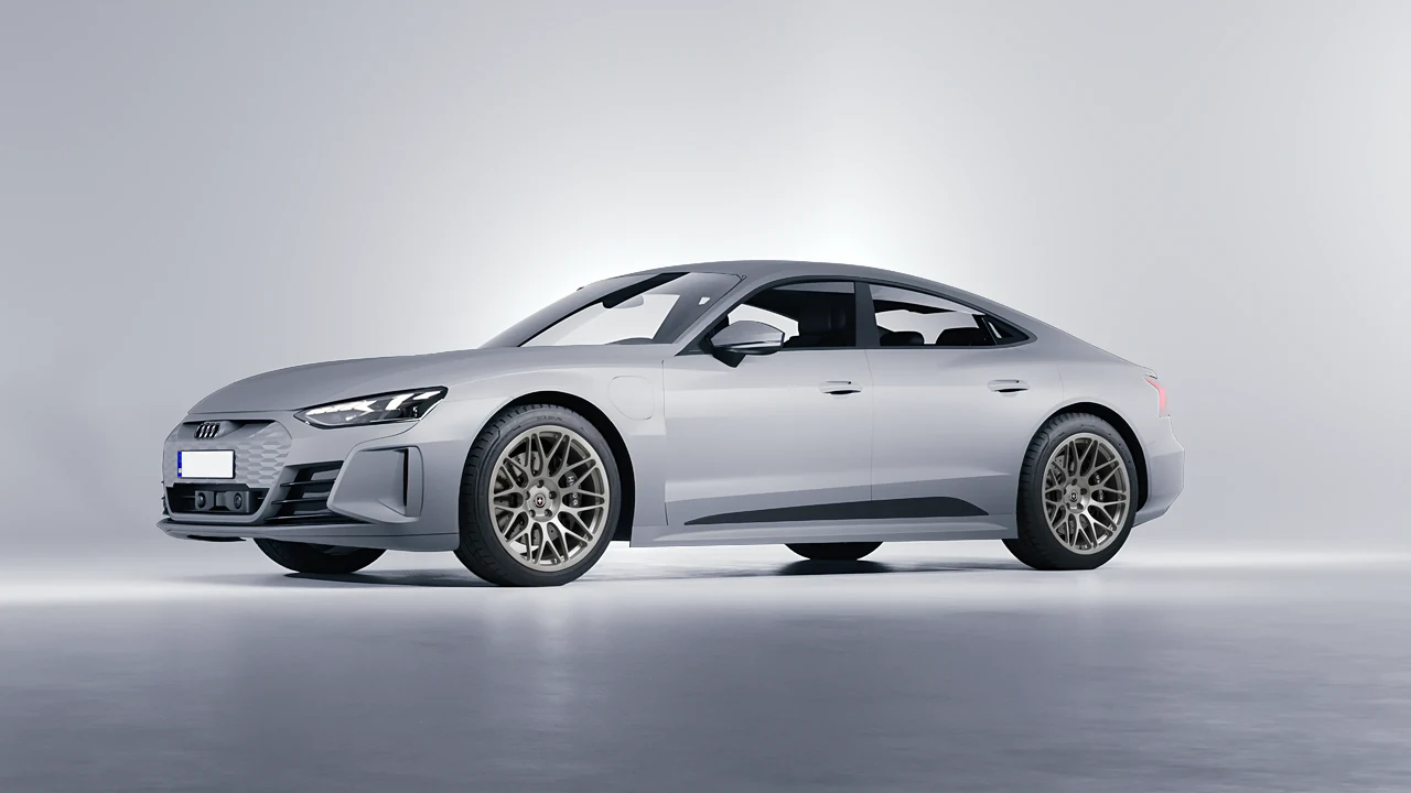 Audi RS e-tron GT 2022 on HRE Performance Wheels 300M forged wheels, front three-quarter view