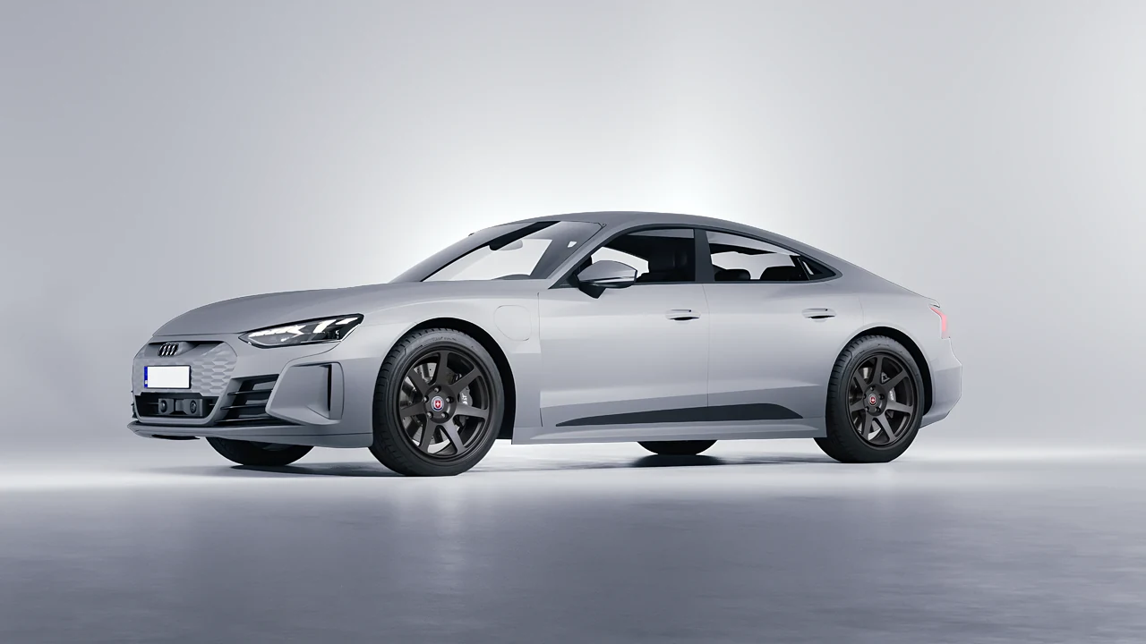 Audi RS e-tron GT 2022 on HRE Performance Wheels 307-GT forged wheels, front three-quarter view