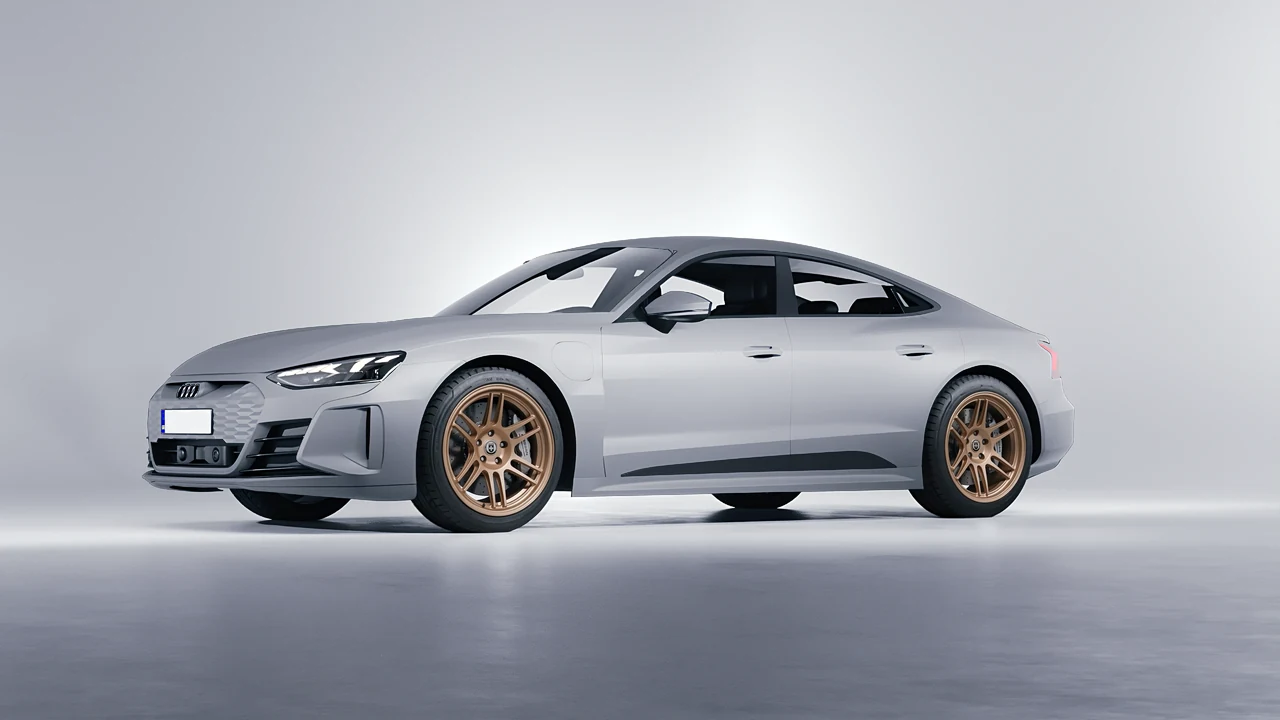 Audi RS e-tron GT 2022 on HRE Performance Wheels 312-GTS forged wheels, front three-quarter view