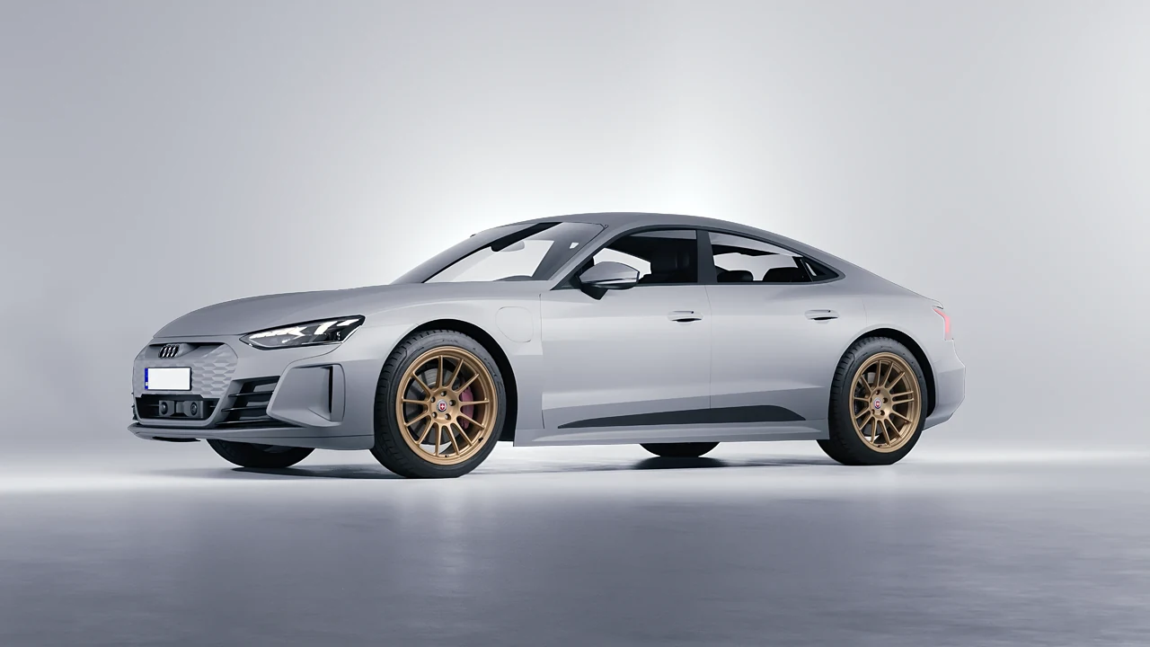 Audi RS e-tron GT 2022 on HRE Performance Wheels 313-GTS forged wheels, front three-quarter view