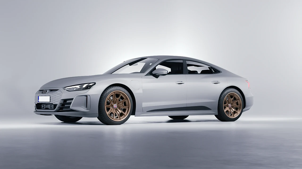 Audi RS e-tron GT 2022 on HRE Performance Wheels 427 forged wheels, front three-quarter view