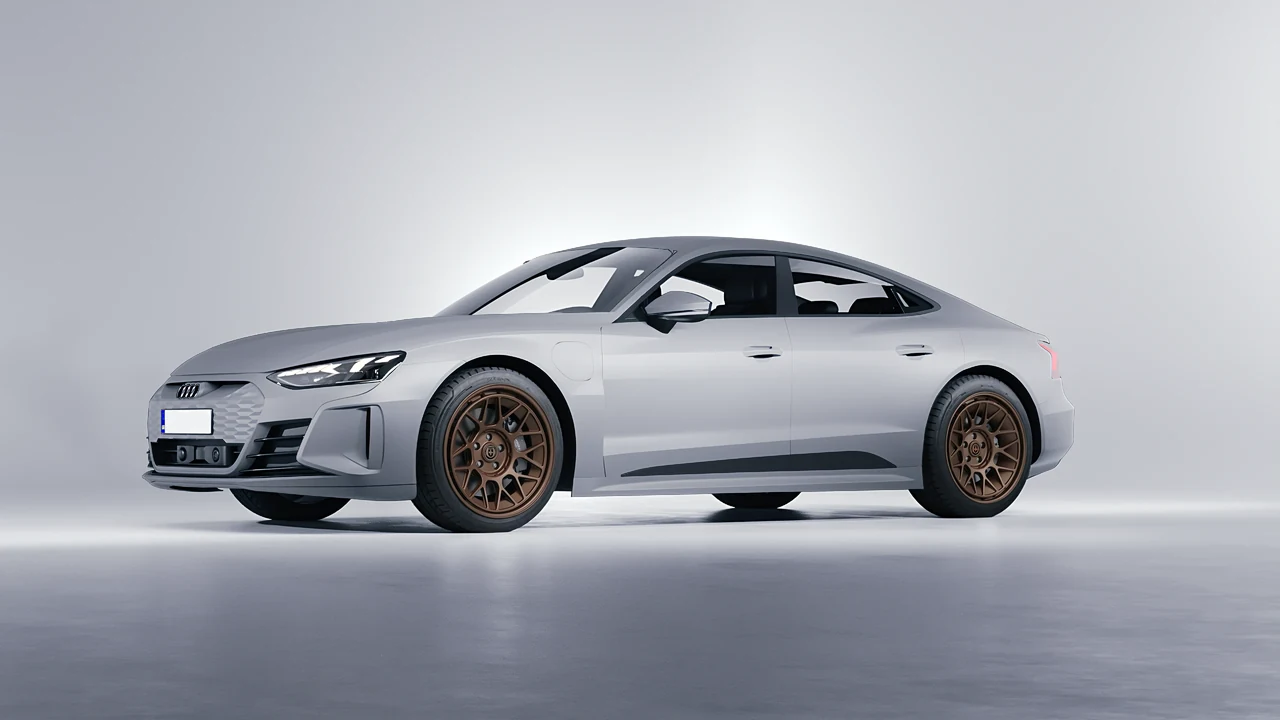 Audi RS e-tron GT 2022 on HRE Performance Wheels 500-GTM forged wheels, front three-quarter view