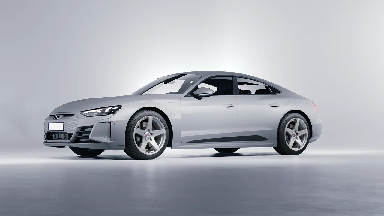 Audi RS e-tron GT 2022 on HRE Performance Wheels 527M forged wheels, front three-quarter view