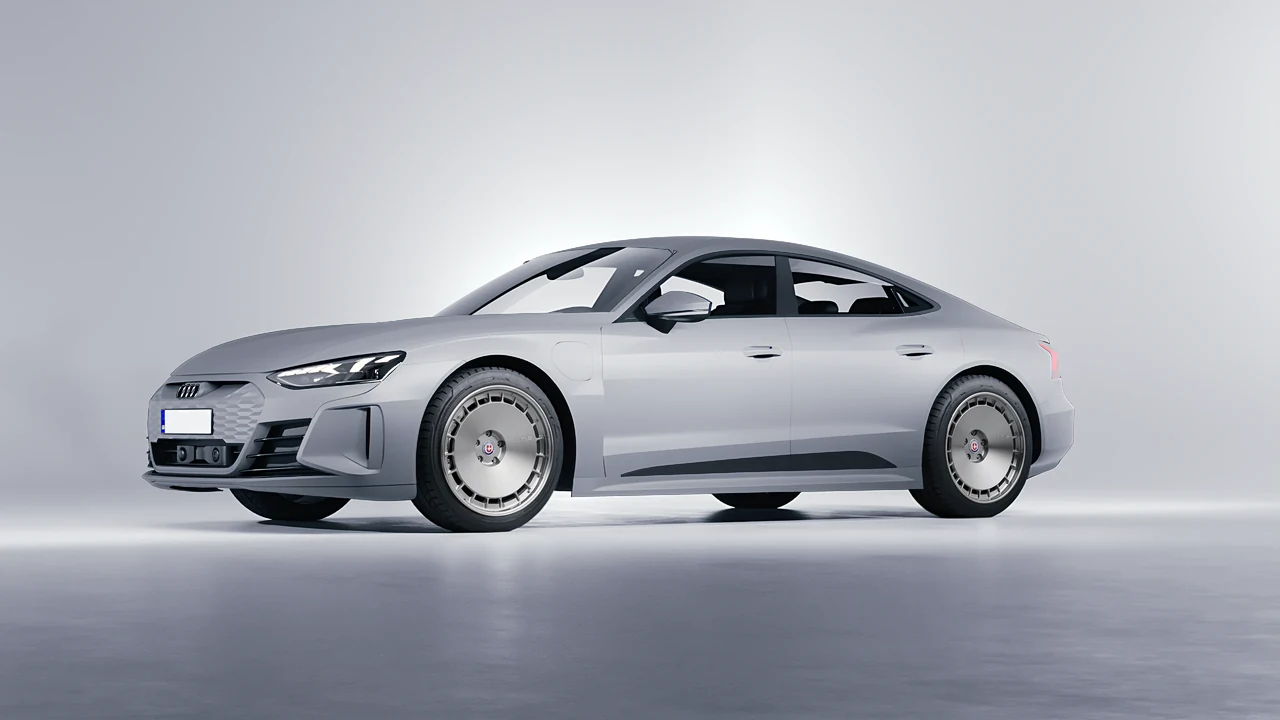Audi RS e-tron GT 2022 on HRE Performance Wheels 935 forged wheels, front three-quarter view