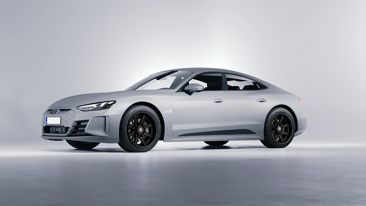 Audi RS e-tron GT 2022 on HRE Performance Wheels HD188H forged wheels, front three-quarter view